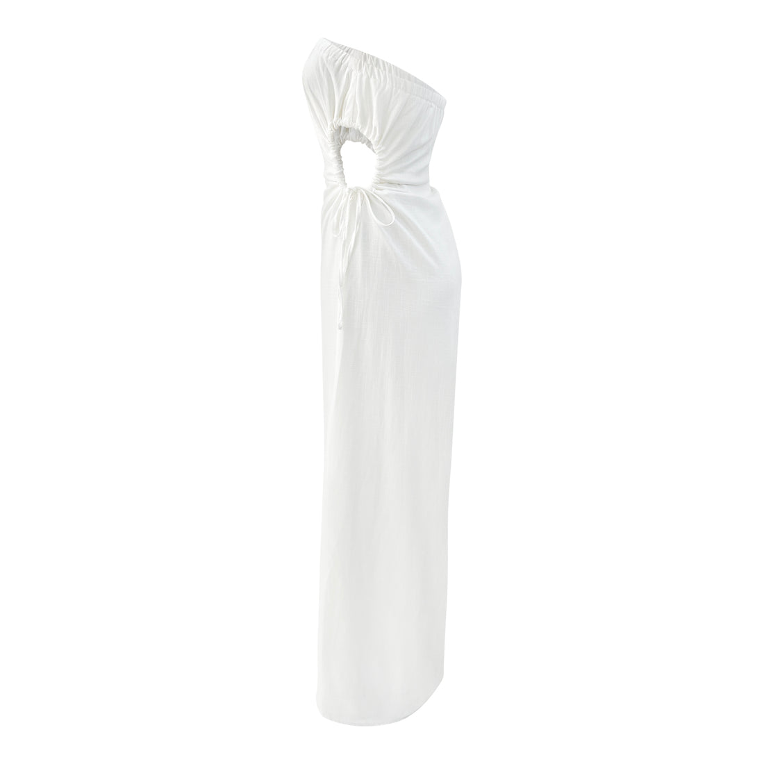 strapless cut-out linen dress
