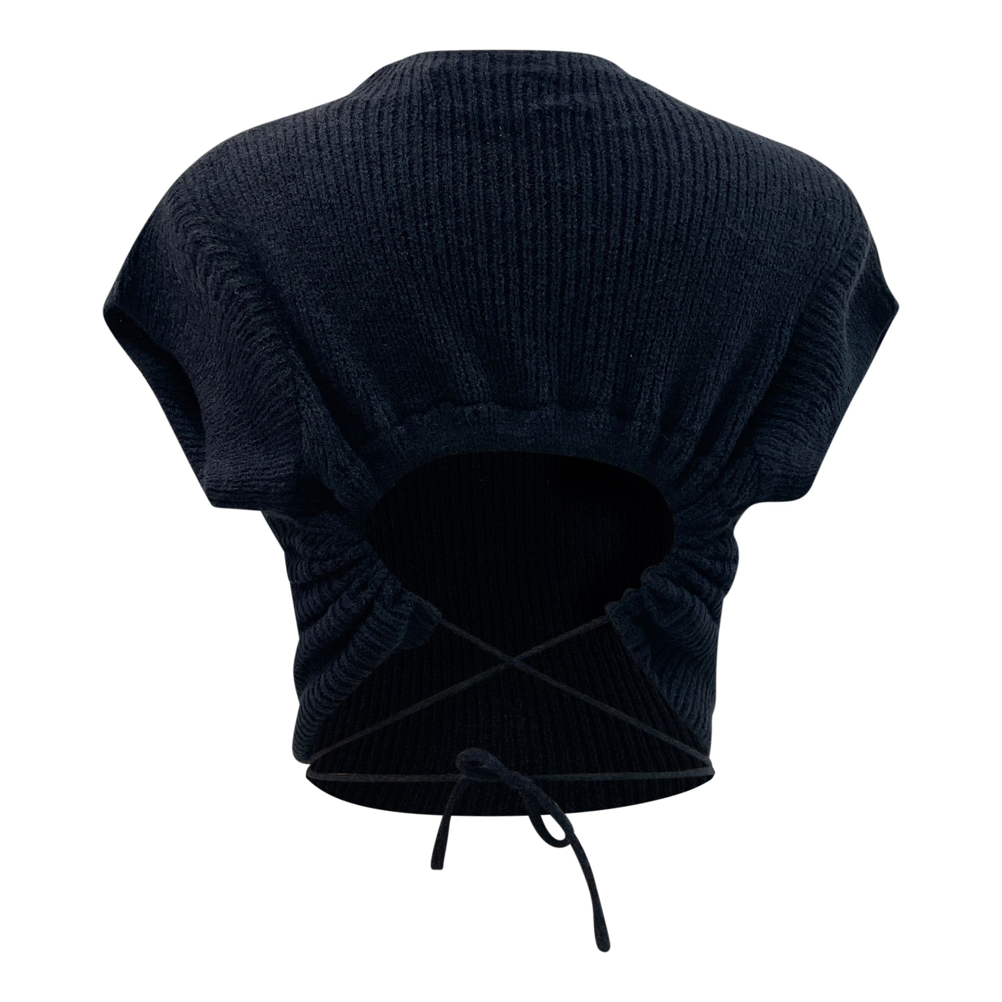 drawstring open back knit top
