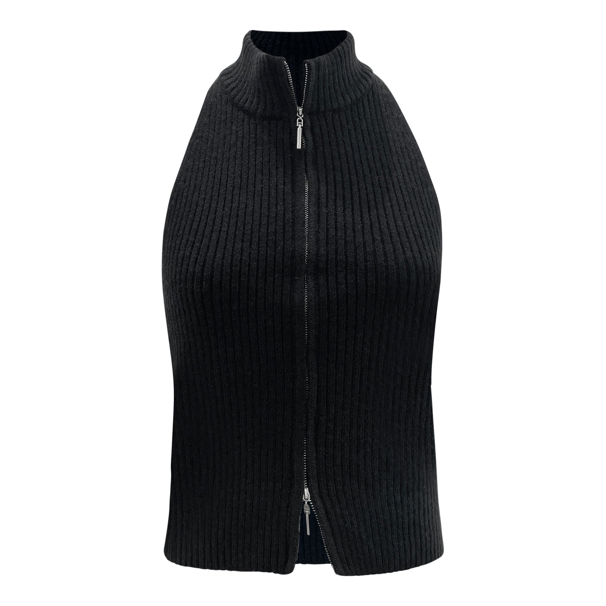 zip knit halter top (FINAL SALE)
